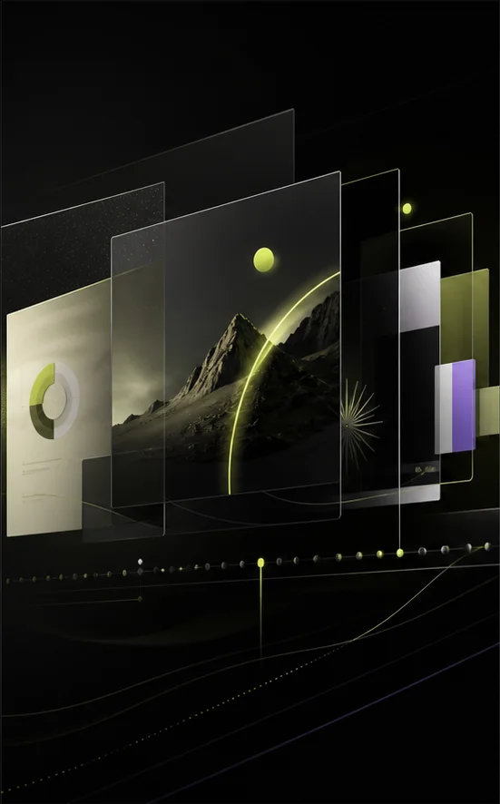Presentation scenes composed in motion