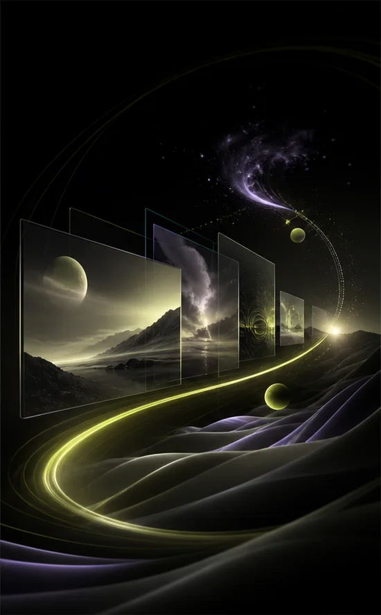 Visual scenes flowing into a cinematic story